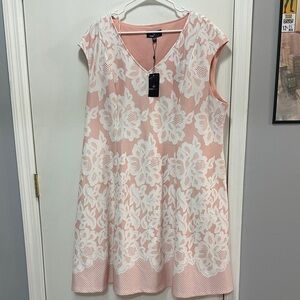 Ronni Nicole Blush and White Floral Midi Dress